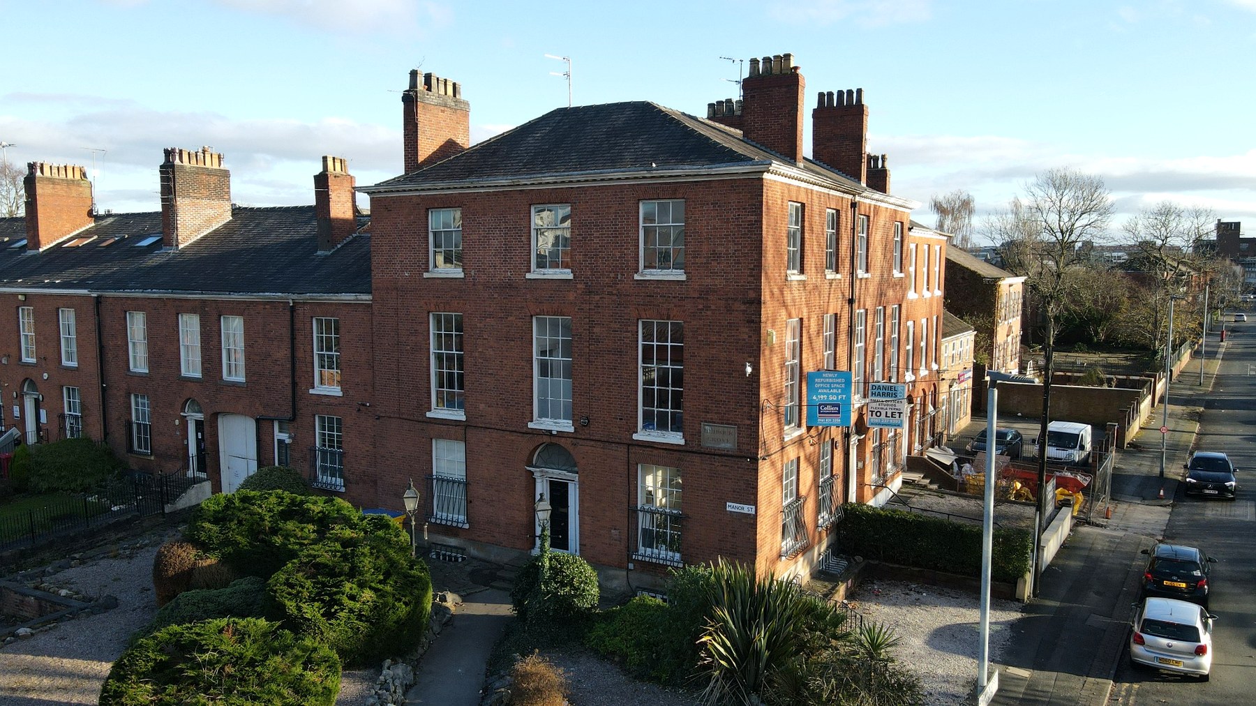 The Georgian exterior of Ardwick Grove on Manor Street in Manchester